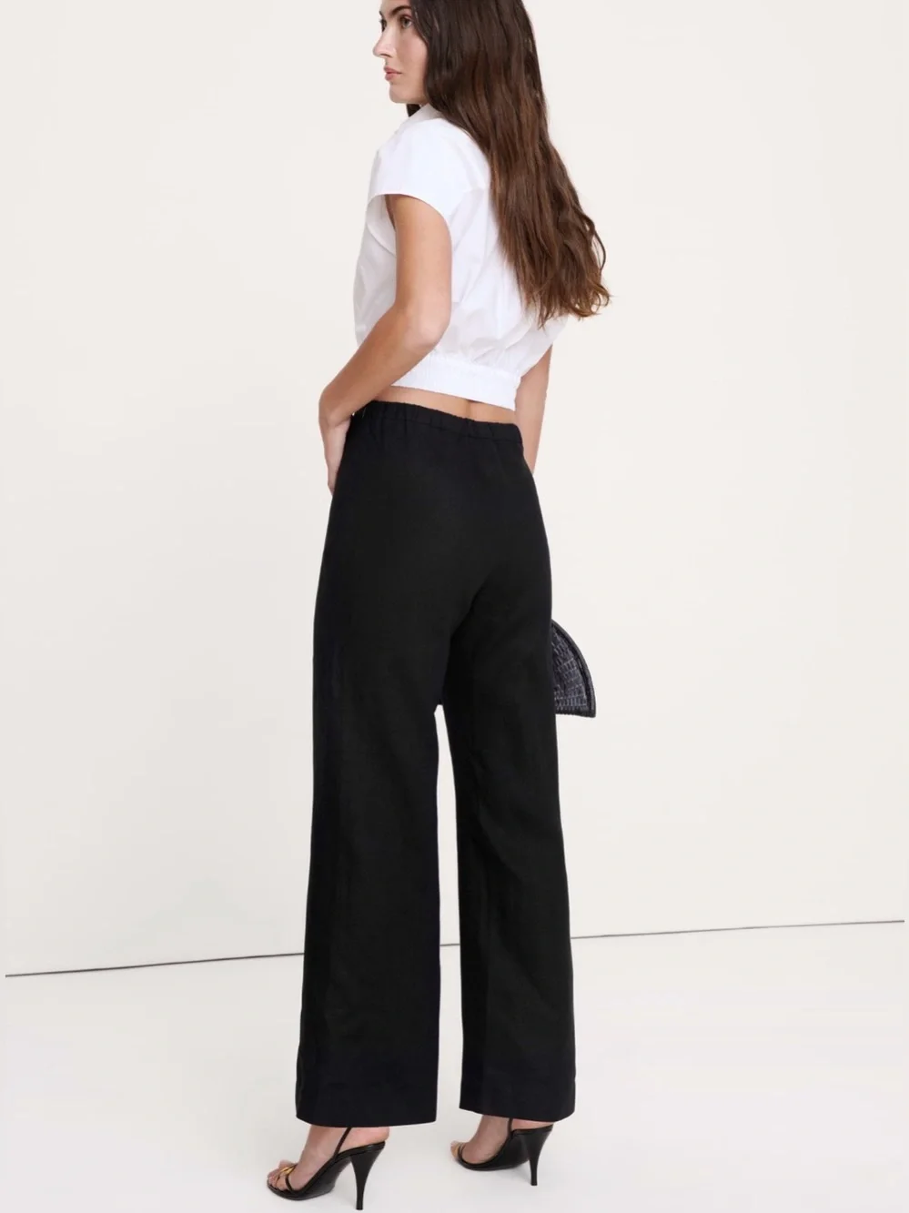 Banana Republic Mid Rise Kick Flare Linen Ankle Pant  2 Petite . Black